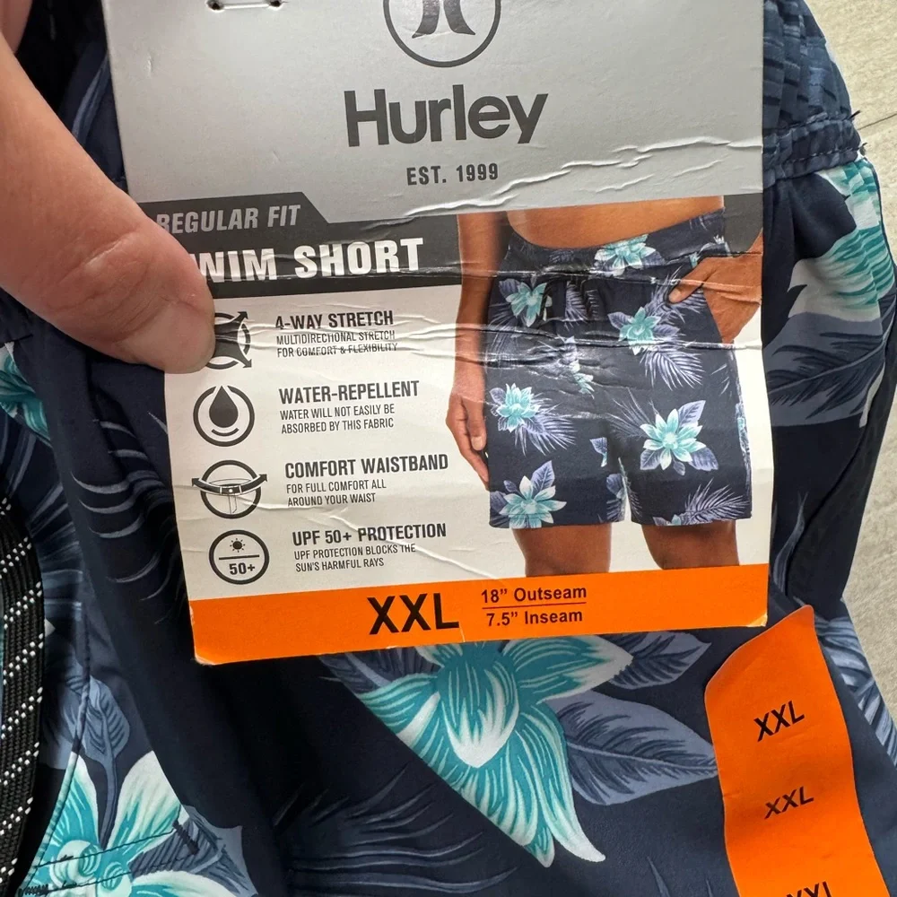 🩳🆕Hurley Men's Navy Floral Board Swim Shorts, XXL🩳